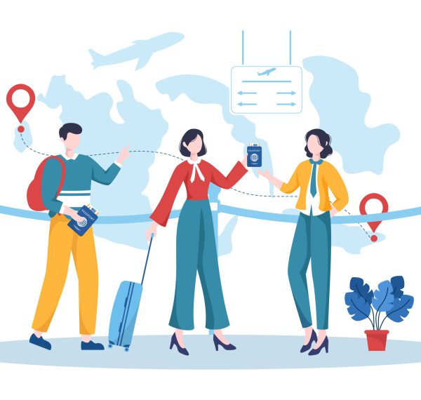Immigration Template Hand Drawn Cartoon Flat Illustration of Document with Visa and Passport for Moving to Another Country
